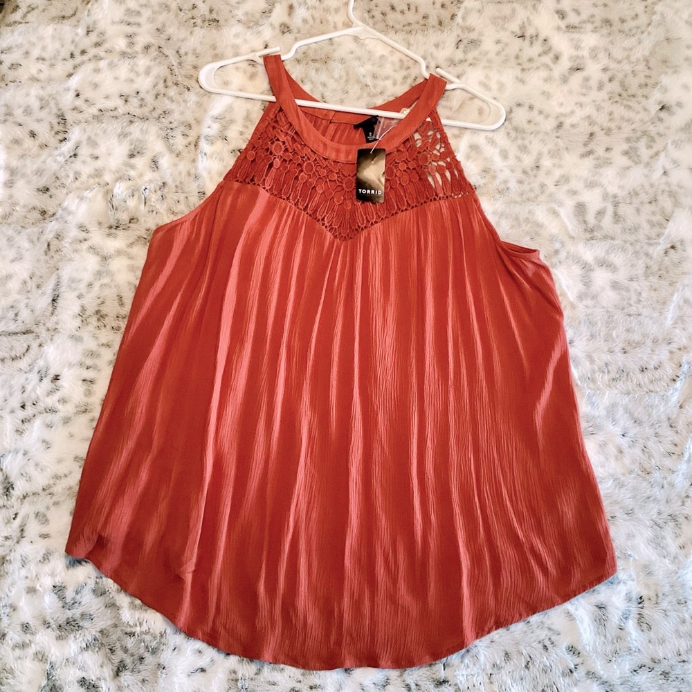 TORRID Gauze & Crochet  Halter Top NWT
